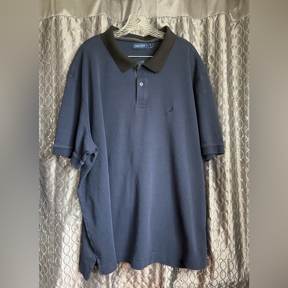 Nautica Men's Navy and Black Polo Shirt Size 4XL